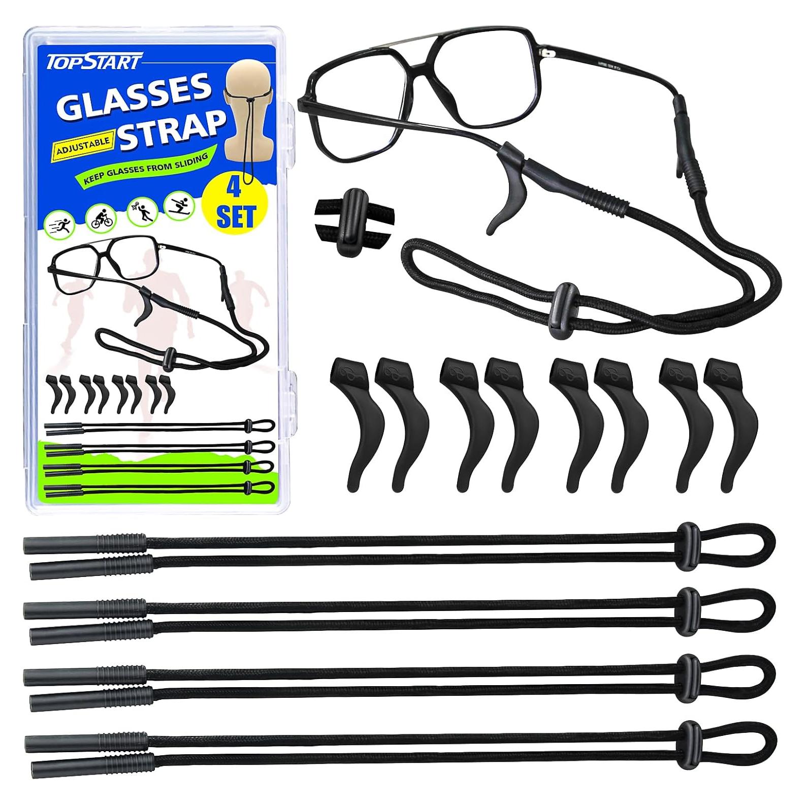 Correa para Gafas de Sol y Lectura - 4 Piezas Negras con Estuche