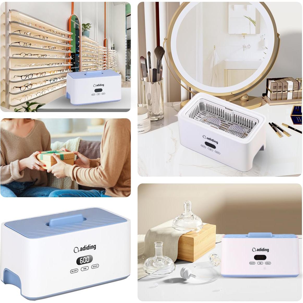 Limpiador Ultrasónico de Joyería Adiding 1000mL Azul 5 Modos