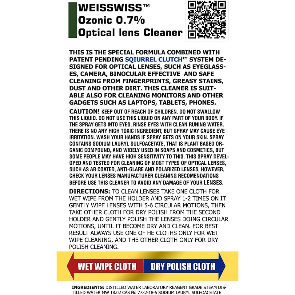 Limpiador de Lentes Weisswiss Ozonic - Spray 90.7g + 2 Paños