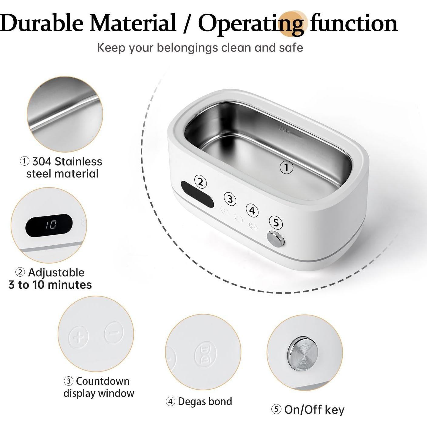 Limpiador Ultrasónico Leman 480ML para Joyería y Gafas