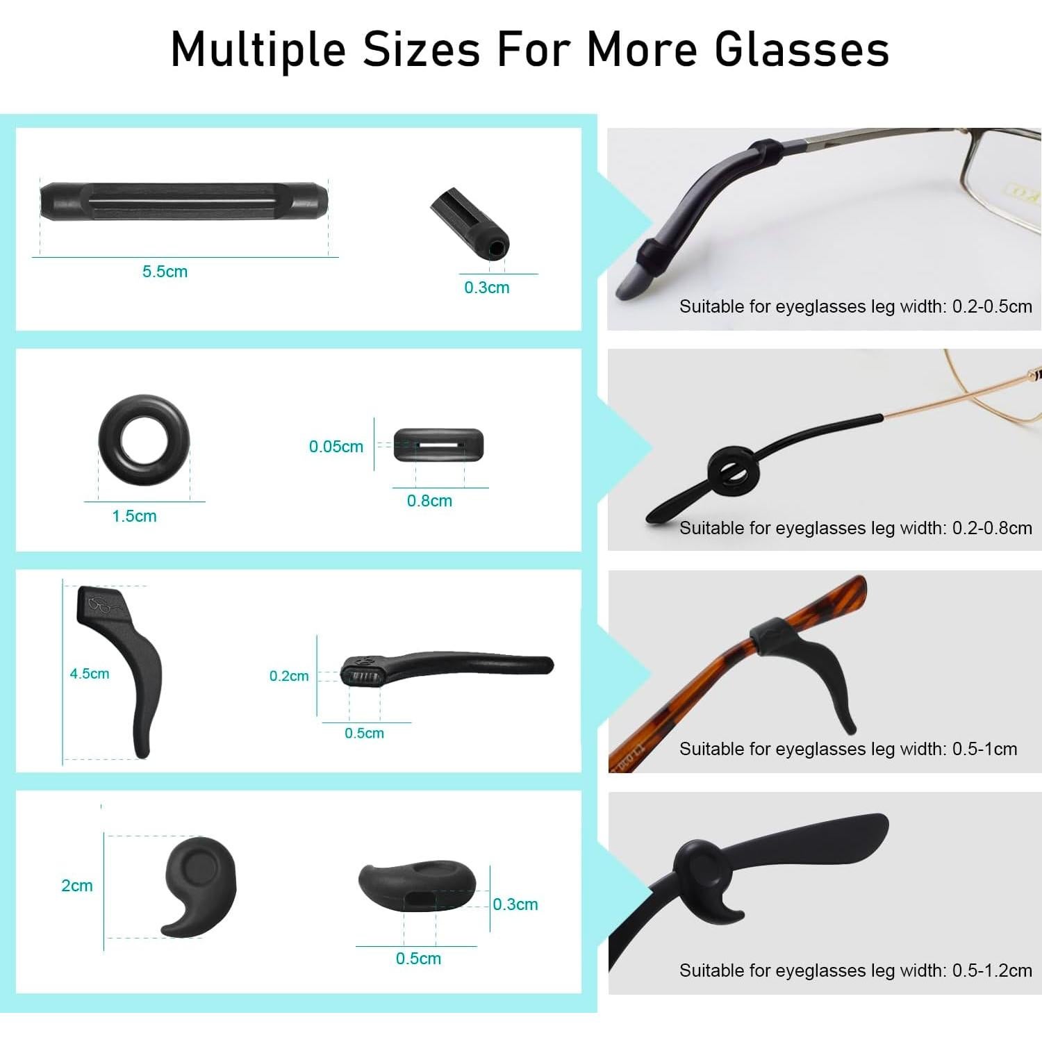 Juego de Sujetadores Antideslizantes para Gafas - 16 Pares de Silicona