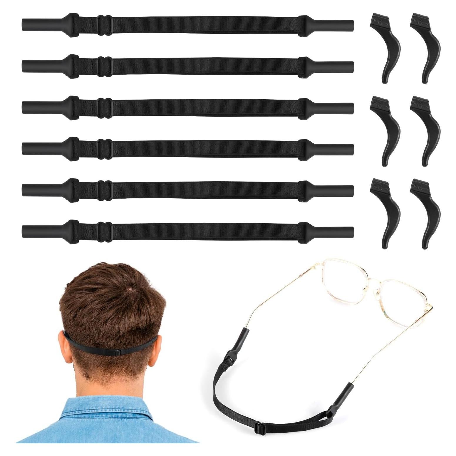 6 Correas Ajustables y 12 Ganchos Antideslizantes para Gafas