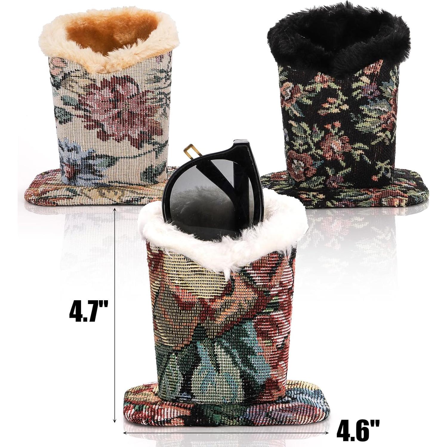 Soporte de Gafas Peohud 3 Pack Forrado de Peluche Negro