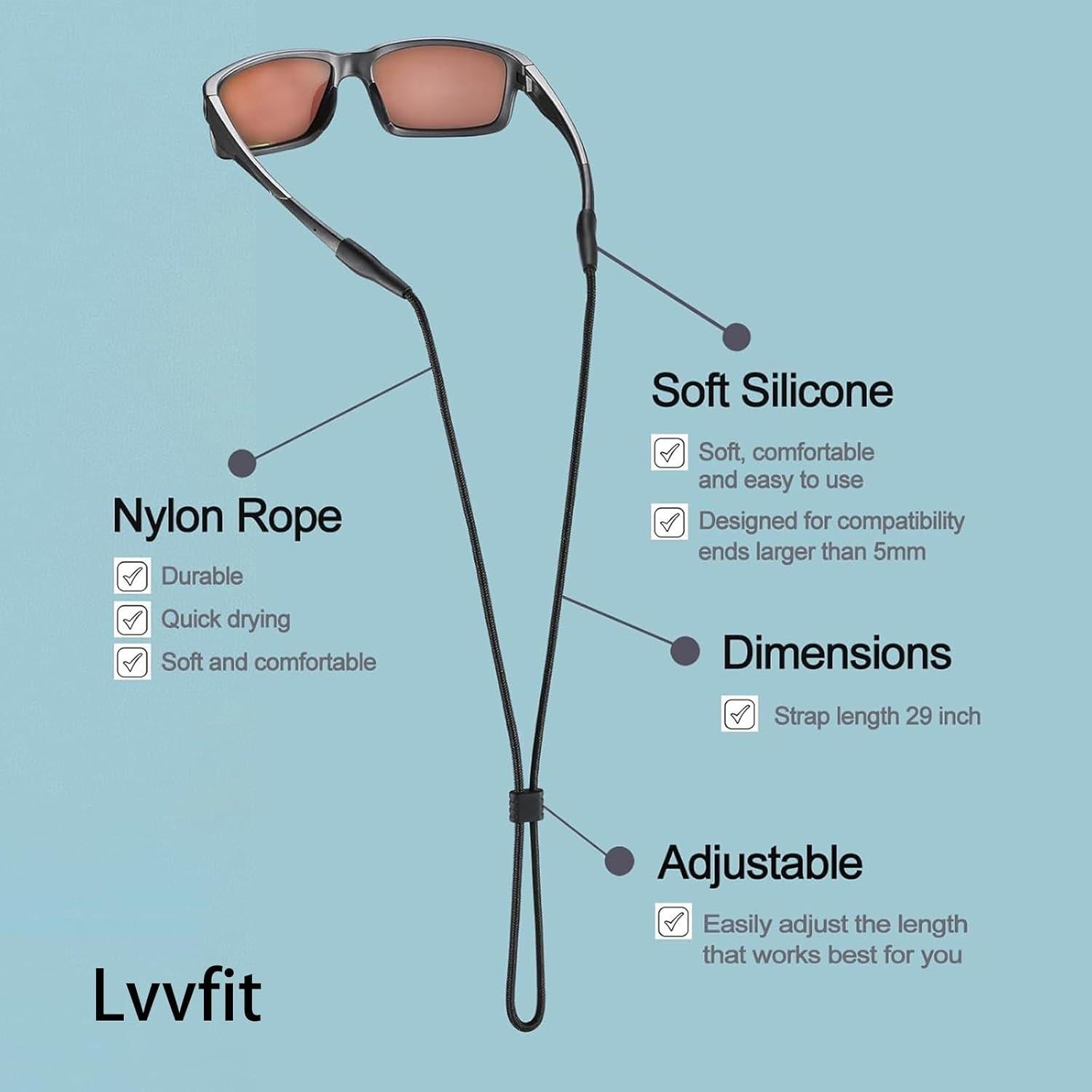 Correa Ajustable para Gafas Deportivas LVVFit - 3 Pcs Antideslizante