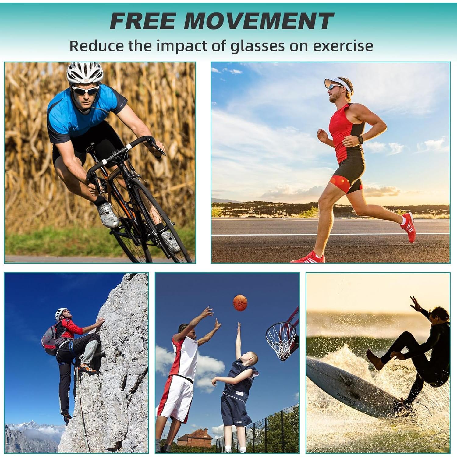 4 Soportes de Cadena para Gafas Ajustables Tela Negra