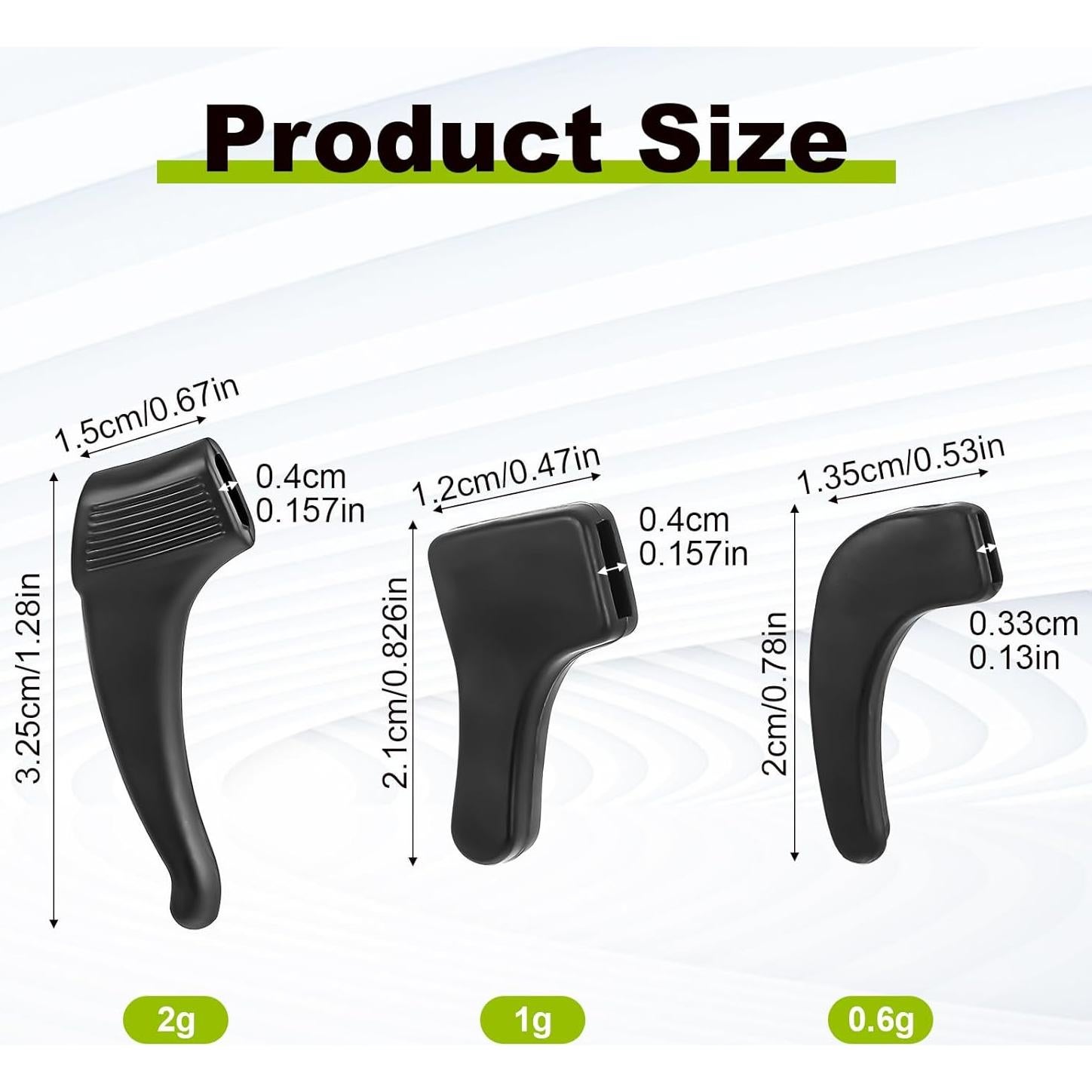 Ganchos de Silicona para Gafas - 24 Pares en 3 Tamaños