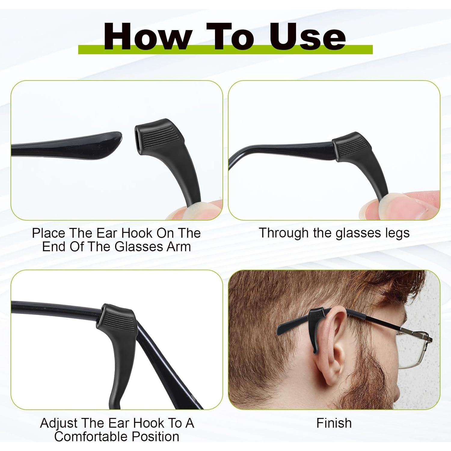 Ganchos de Silicona para Gafas - 24 Pares en 3 Tamaños