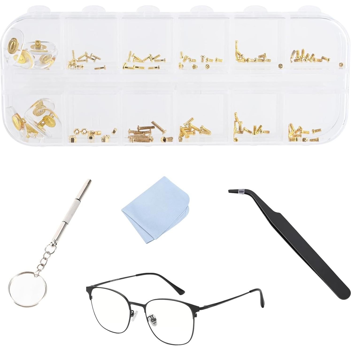 Kit de Reparación de Gafas Ofone - 112 Piezas con Destornillador