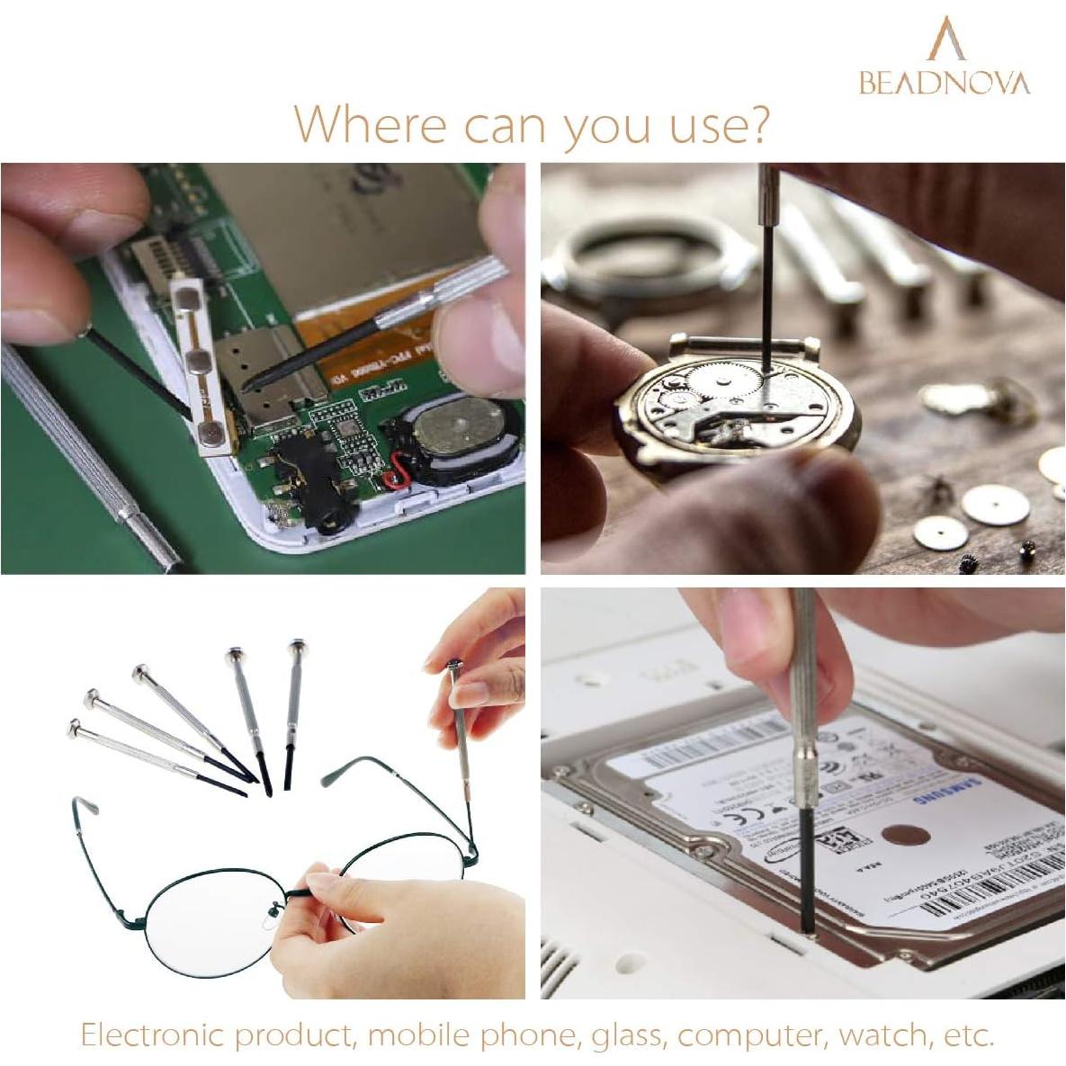 Kit de Destornilladores Mini BEADNOVA para Gafas y Relojes - 6 Piezas