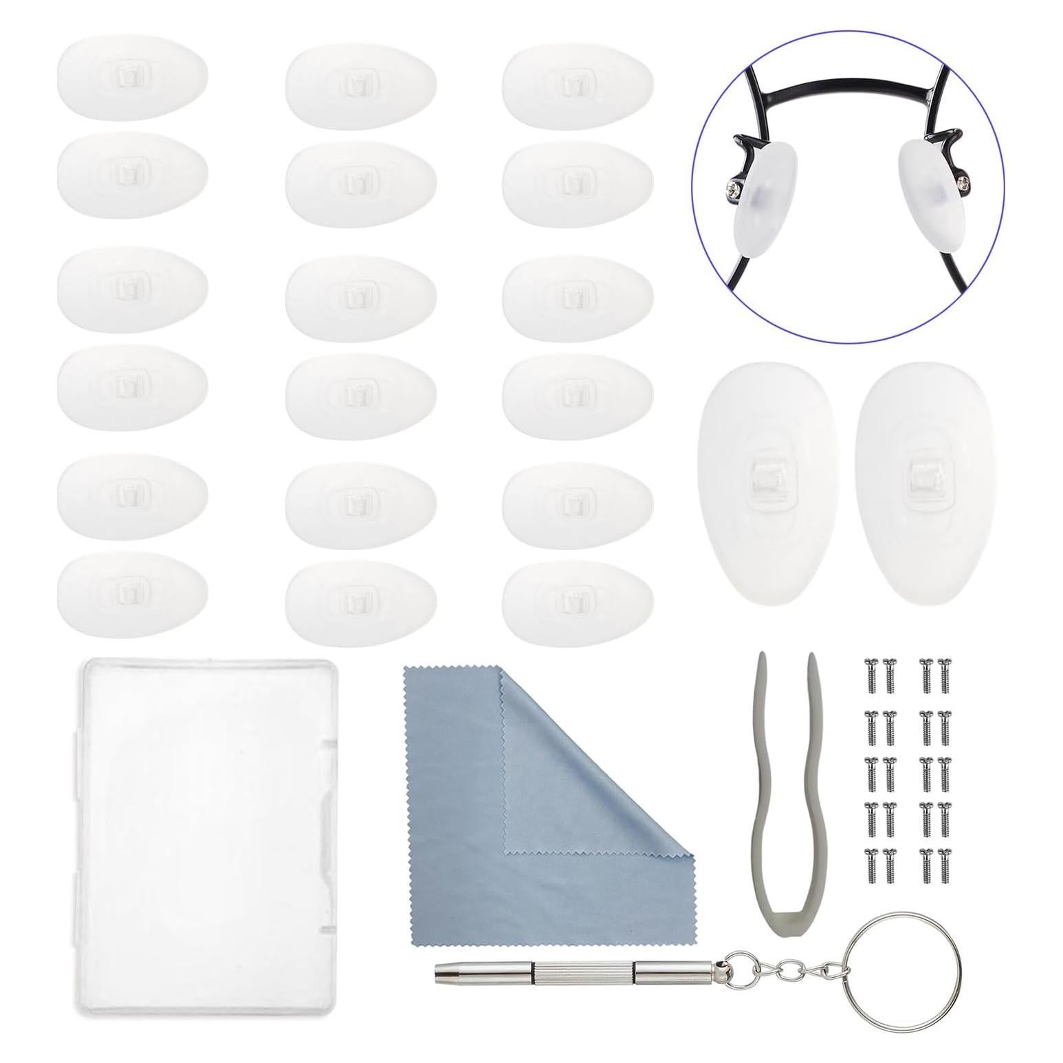 Kit de Reparación de Gafas Omnful - 10 Pares Almohadillas Nariz Silicona
