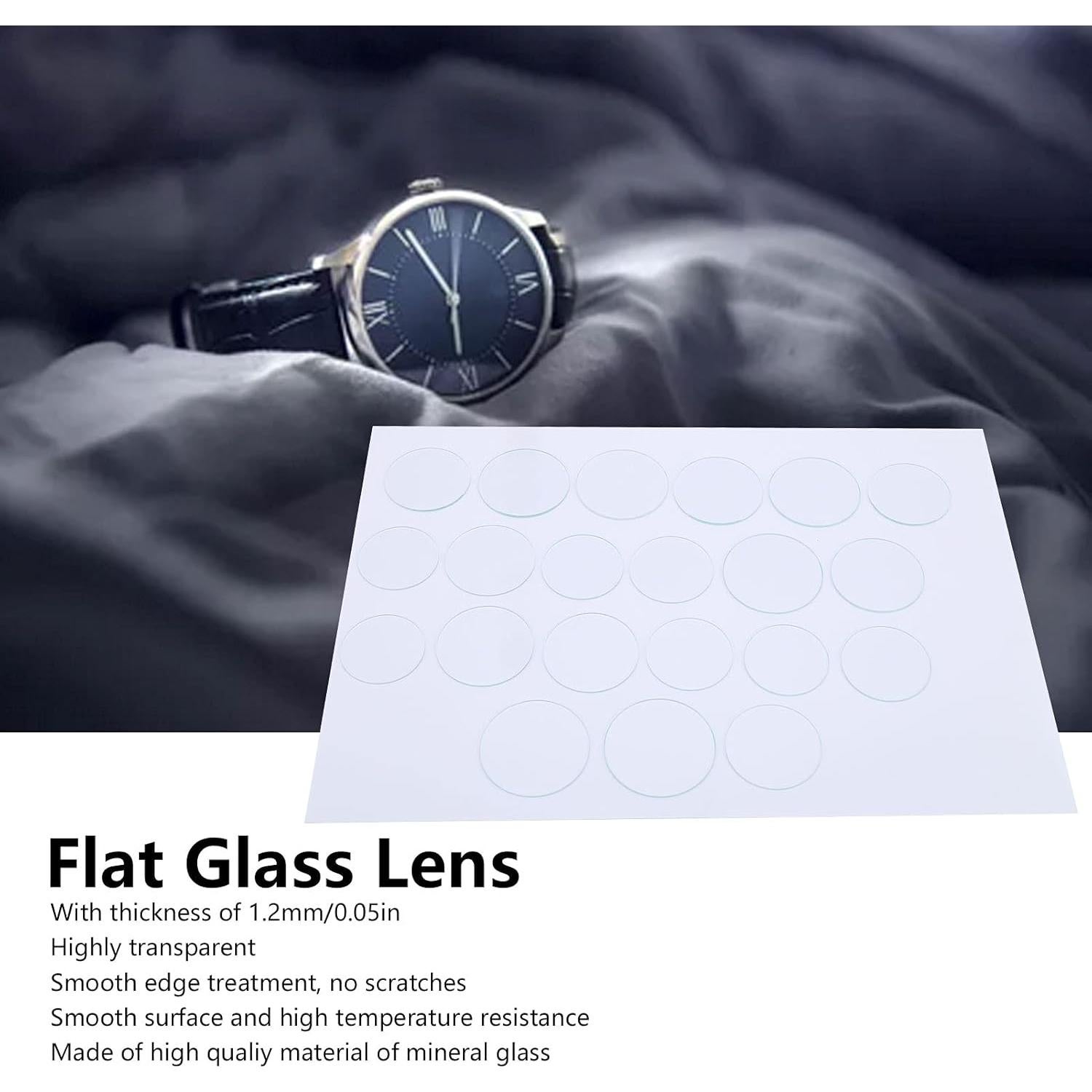 21 Lentes de Cristal para Reloj Ejoyous, Diámetro 35-45 mm