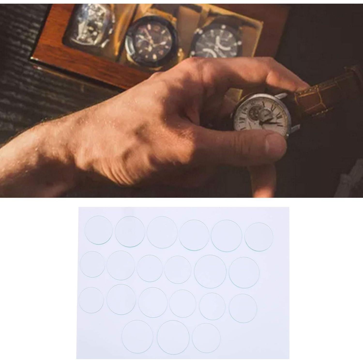 21 Lentes de Cristal para Reloj Ejoyous, Diámetro 35-45 mm