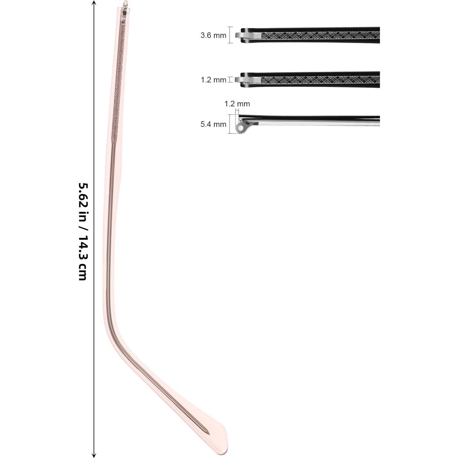 Brazos de Gafas Hemoton Metal Oro Rosa - Reemplazo Universal 2 Pcs