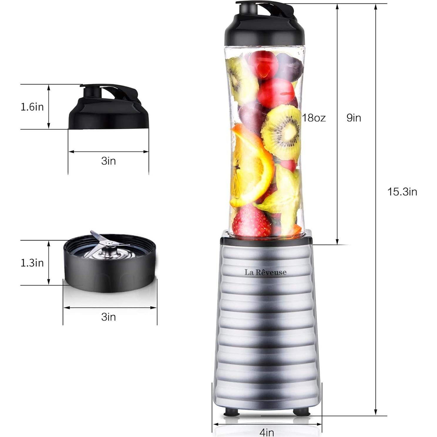 Licuadora Personal La Reveuse 300W con Botella 550ml Plata