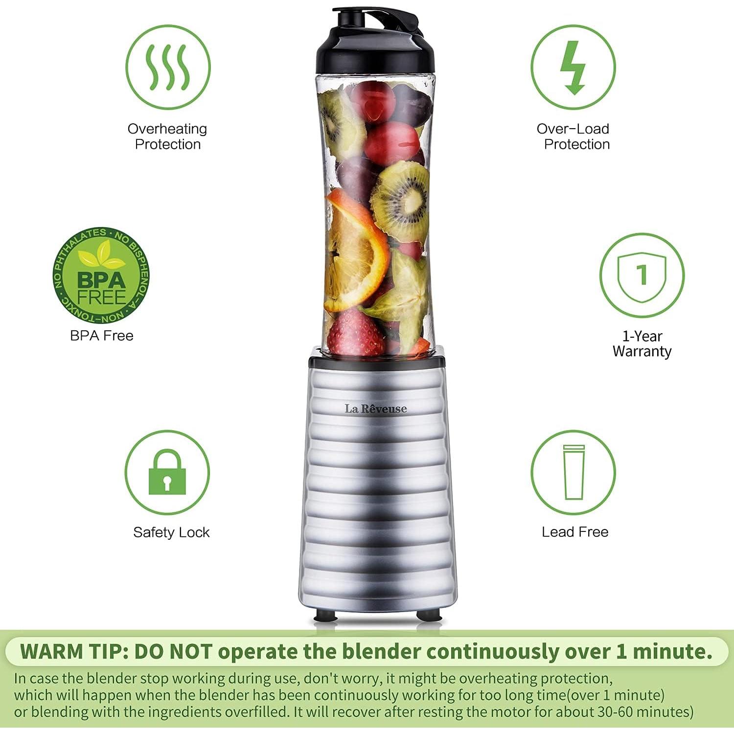 Licuadora Personal La Reveuse 300W con Botella 550ml Plata