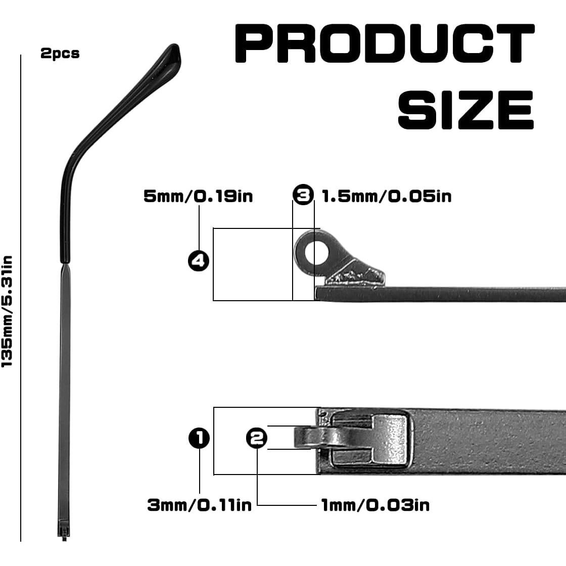 Brazos de Reemplazo para Gafas Metal Universal Marrón