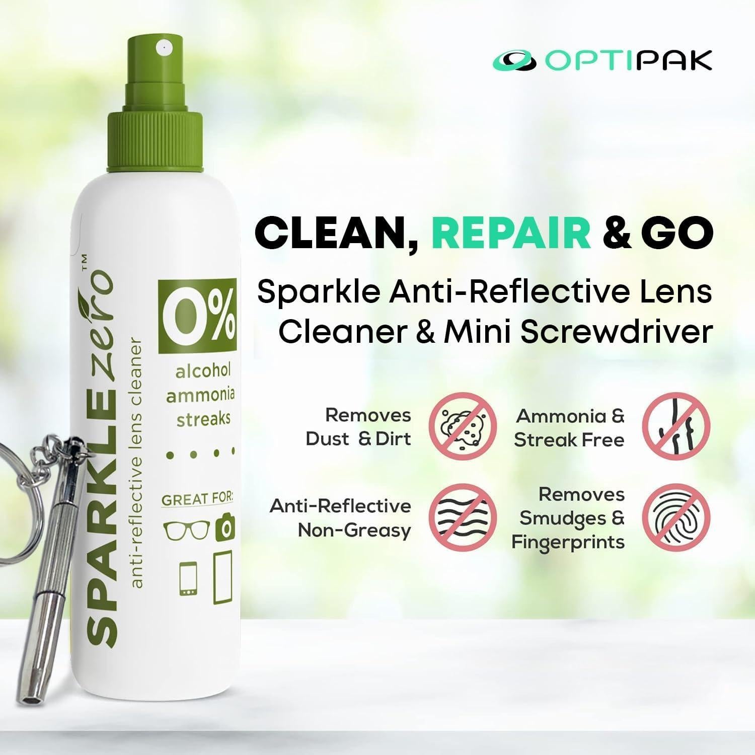 Kit Limpiador de Lentes Ecológico OPTIPAK 2x30ml + Paños
