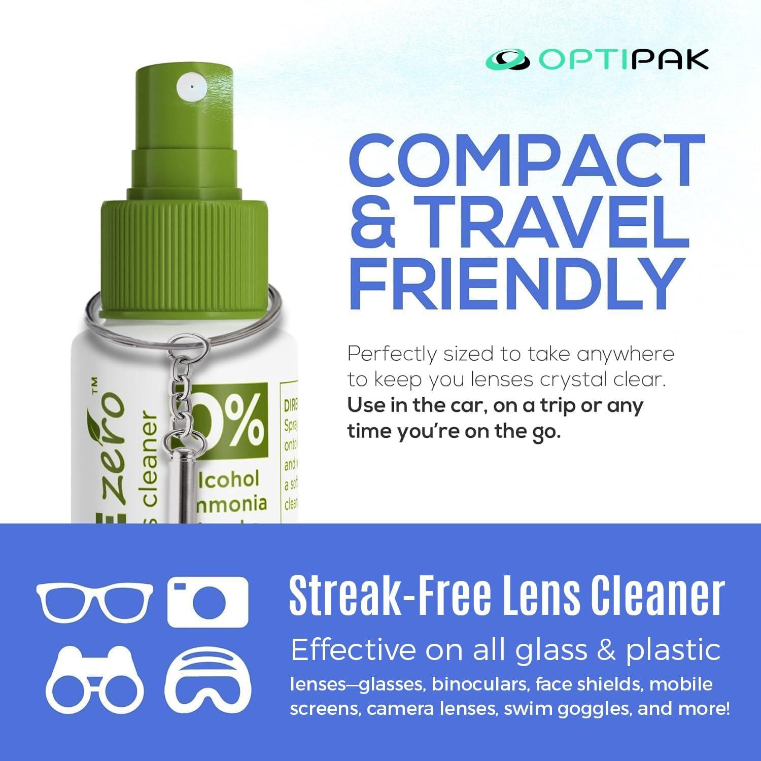 Kit Limpiador de Lentes Ecológico OPTIPAK 2x30ml + Paños