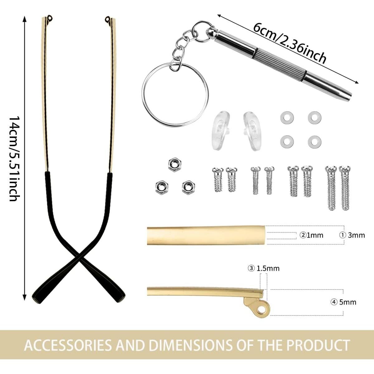 Brazo de Reemplazo para Gafas FERCAISH Metal Dorado 14x3cm