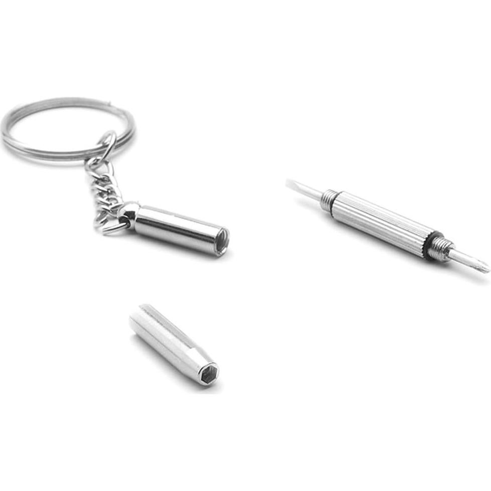 3in1 Eyeglasses Screwdriver Sunglass Watch Repair Kit Screwdriver Tool Keychain Hand Tools Set, Silver