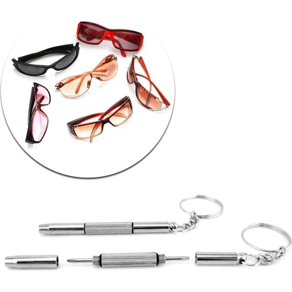 3in1 Eyeglasses Screwdriver Sunglass Watch Repair Kit Screwdriver Tool Keychain Hand Tools Set, Silver
