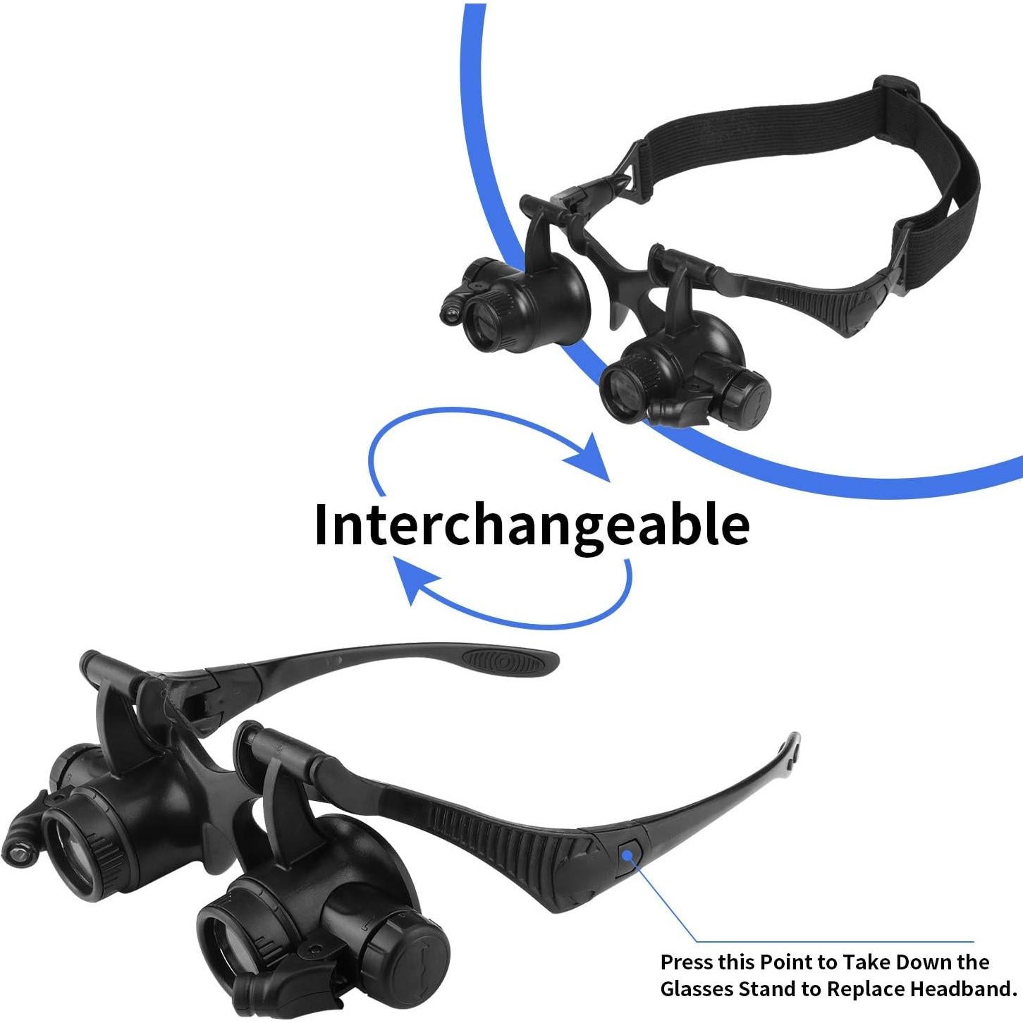 Juego de Lupa de Reparación de Relojes Beileshi con LED y 8 Lentes