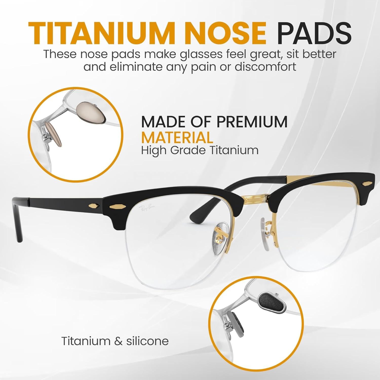 Almohadillas de Nariz de Titanio Antideslizantes para Gafas - Kit de Reparación con Destornillador