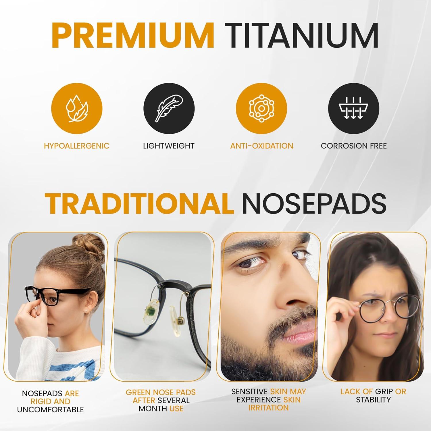 Almohadillas de Nariz de Titanio Antideslizantes para Gafas - Kit de Reparación con Destornillador