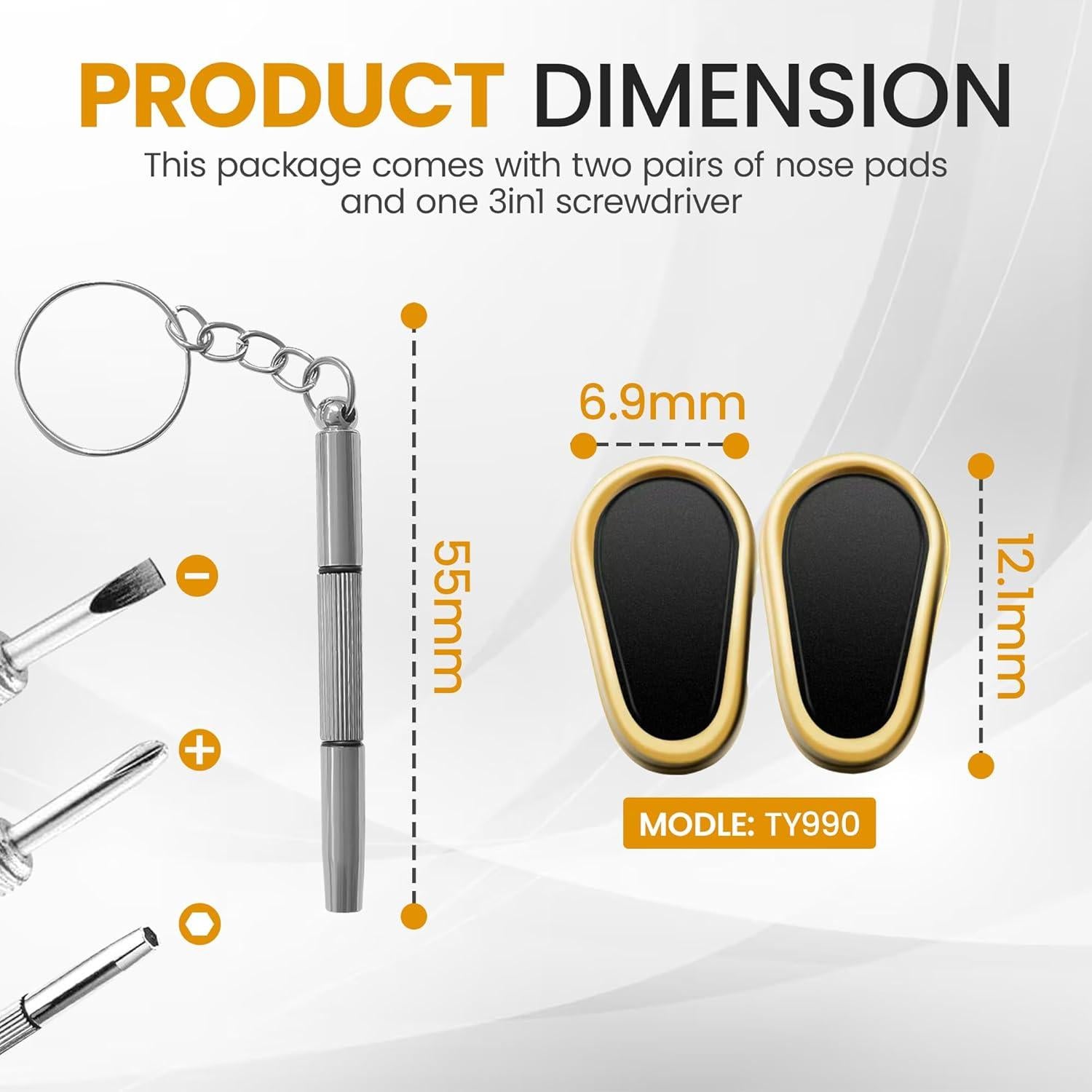 Almohadillas de Nariz de Titanio Antideslizantes para Gafas - Kit de Reparación con Destornillador