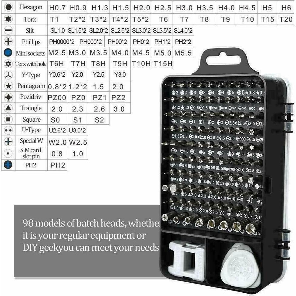 Juego de Puntas de Destornillador Magnético 117PCS LA PIEZA PERFECTA