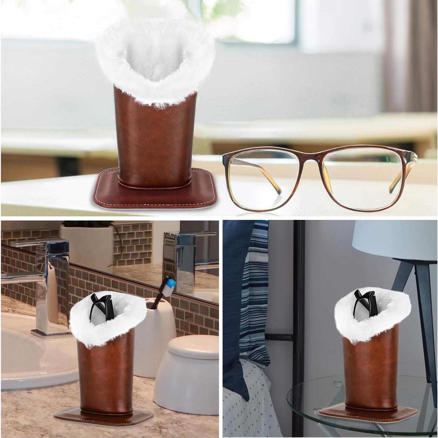 Soporte para Gafas MoKo de Cuero PU con Forro de Terciopelo