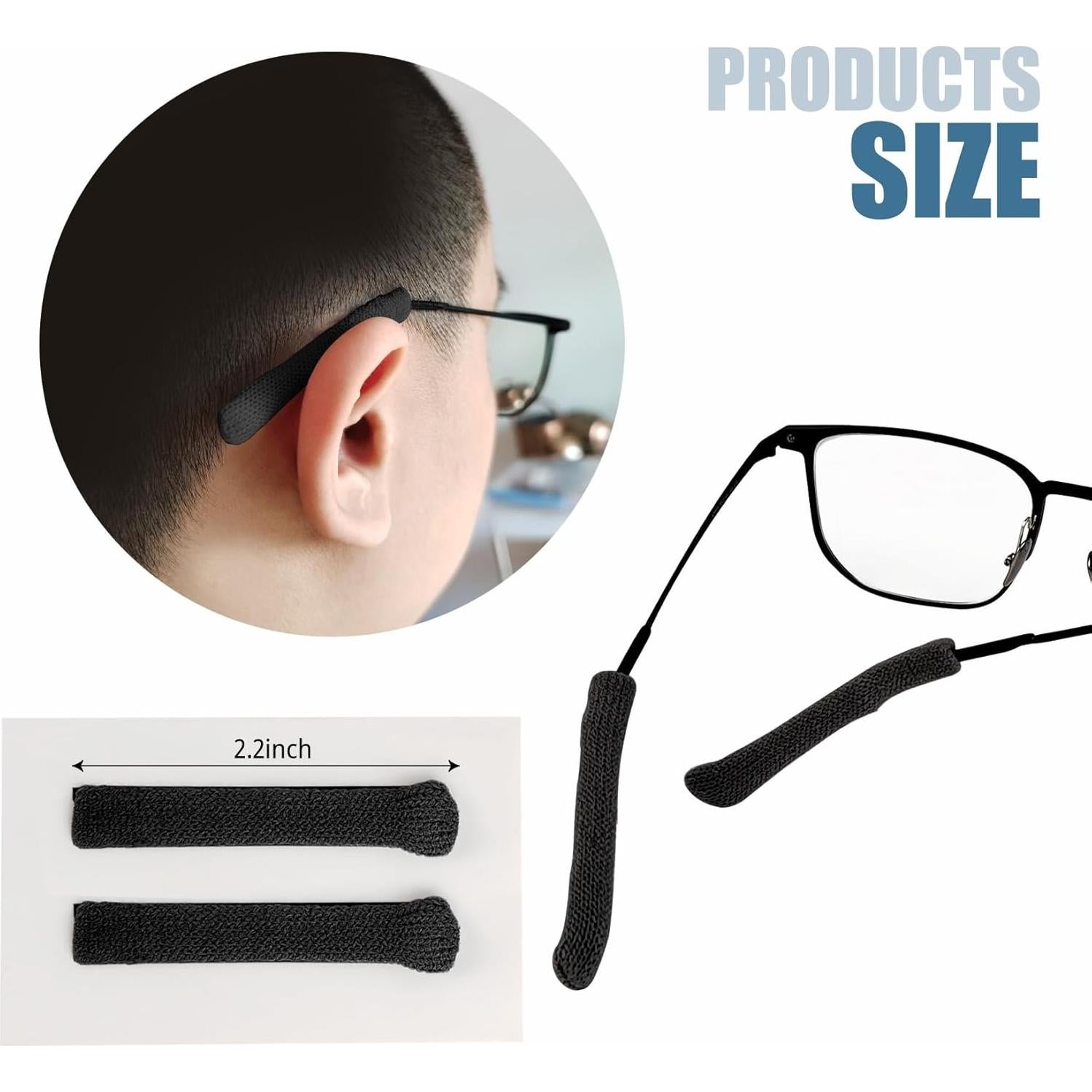 Cojines para Orejas de Gafas Antideslizantes 2 Unidades - Negro