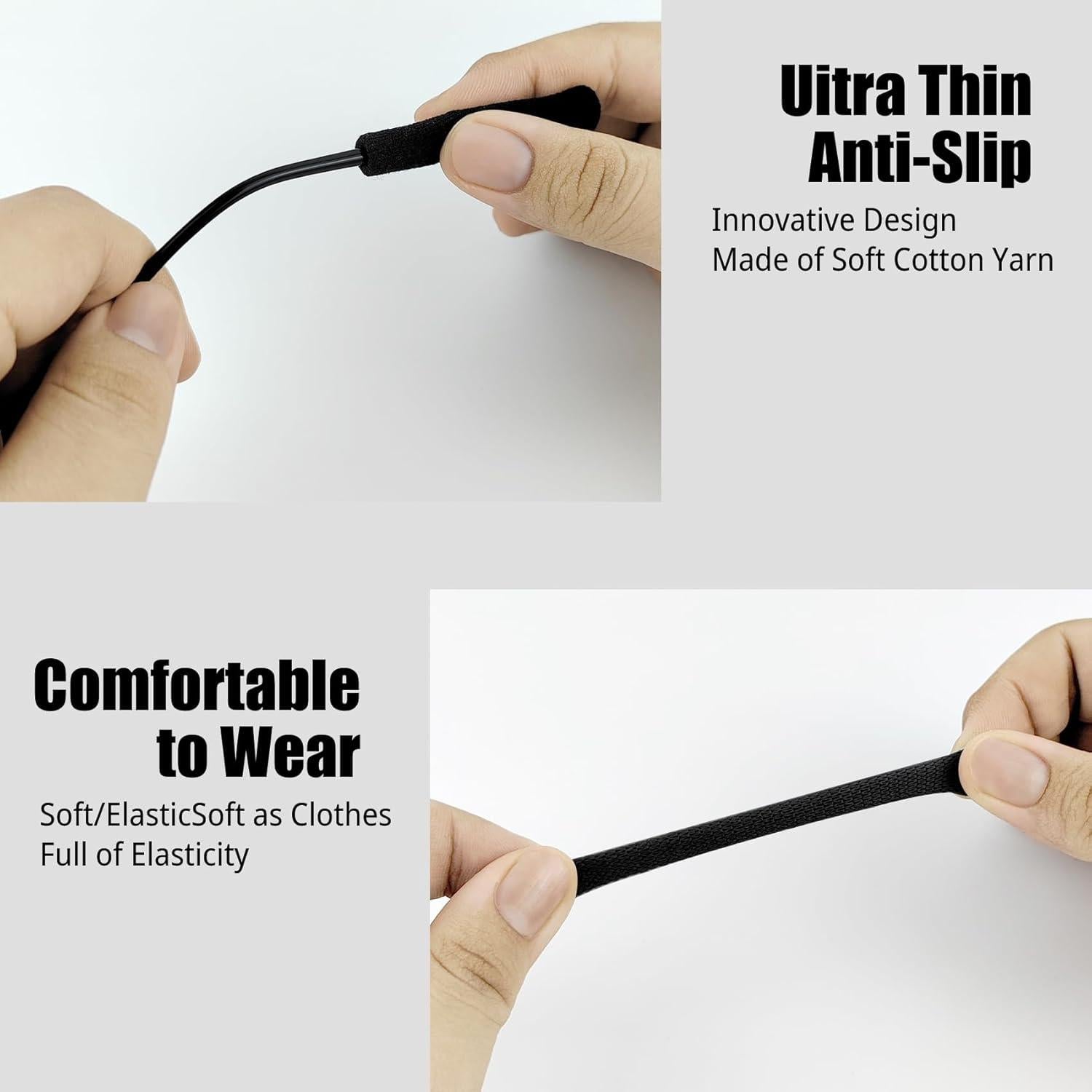 Cojines para Orejas de Gafas Antideslizantes 2 Unidades - Negro