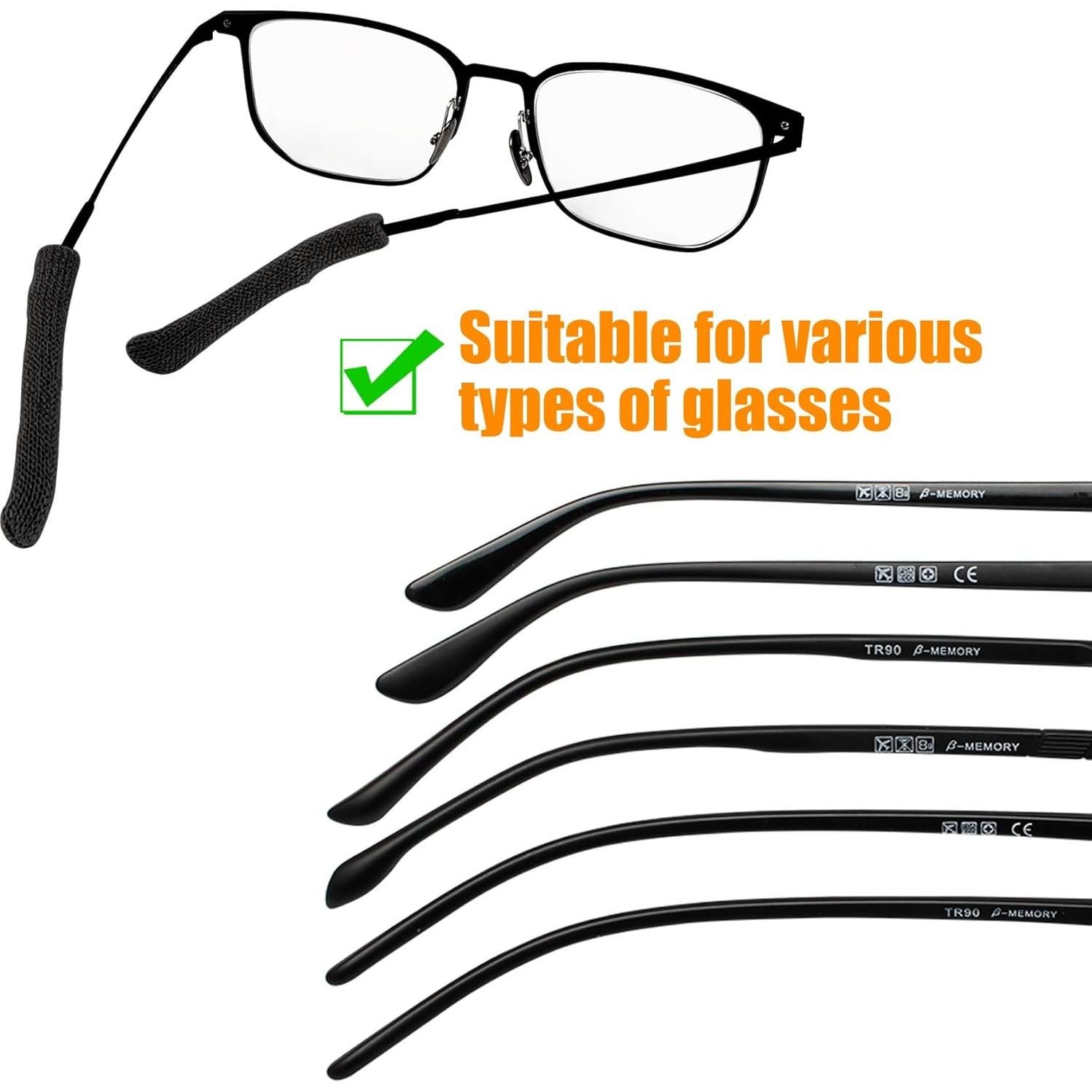 Cojines para Orejas de Gafas Antideslizantes 2 Unidades - Negro