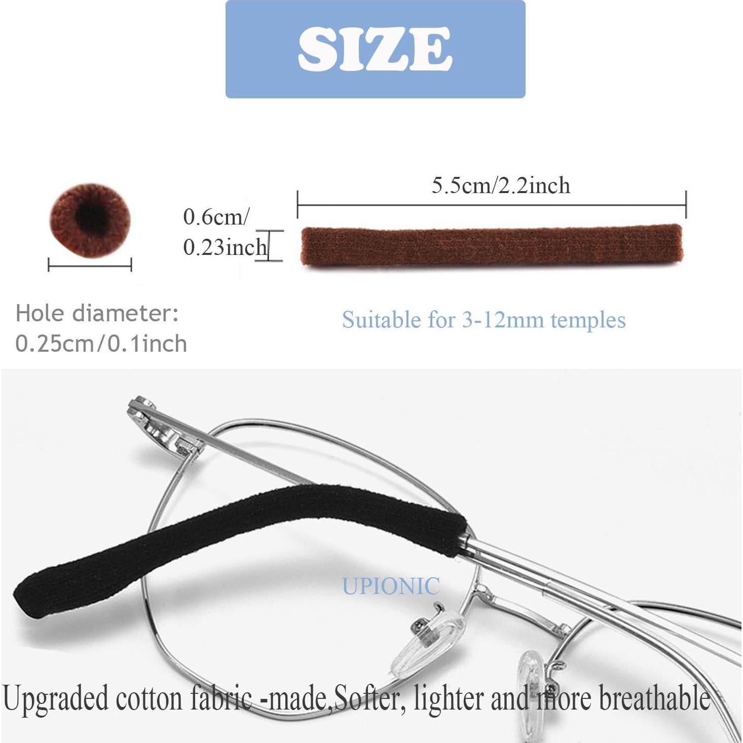 Mangas Antideslizantes para Templos de Gafas de Algodón - 2 Piezas