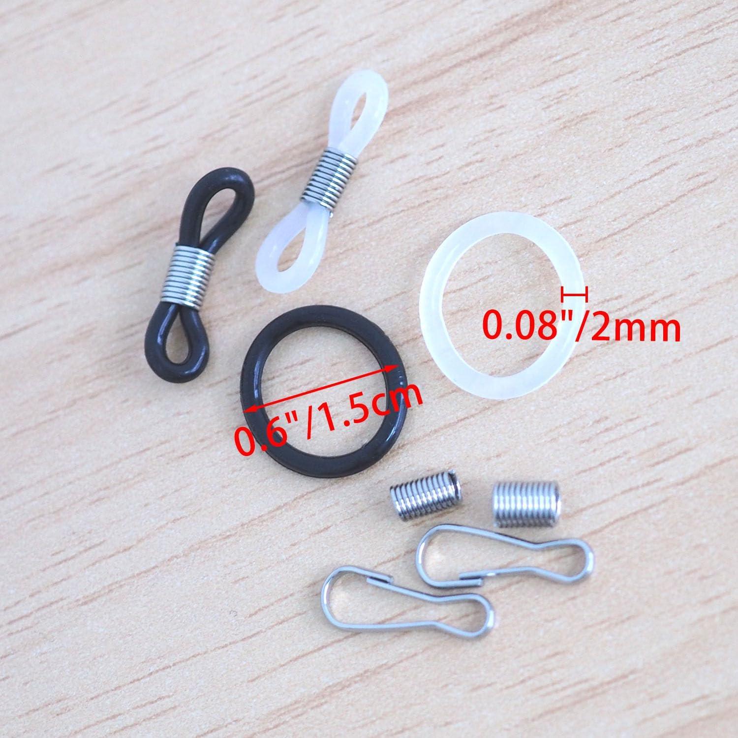 50 Conectores Antideslizantes de Silicona para Gafas + Ganchos Inoxidable