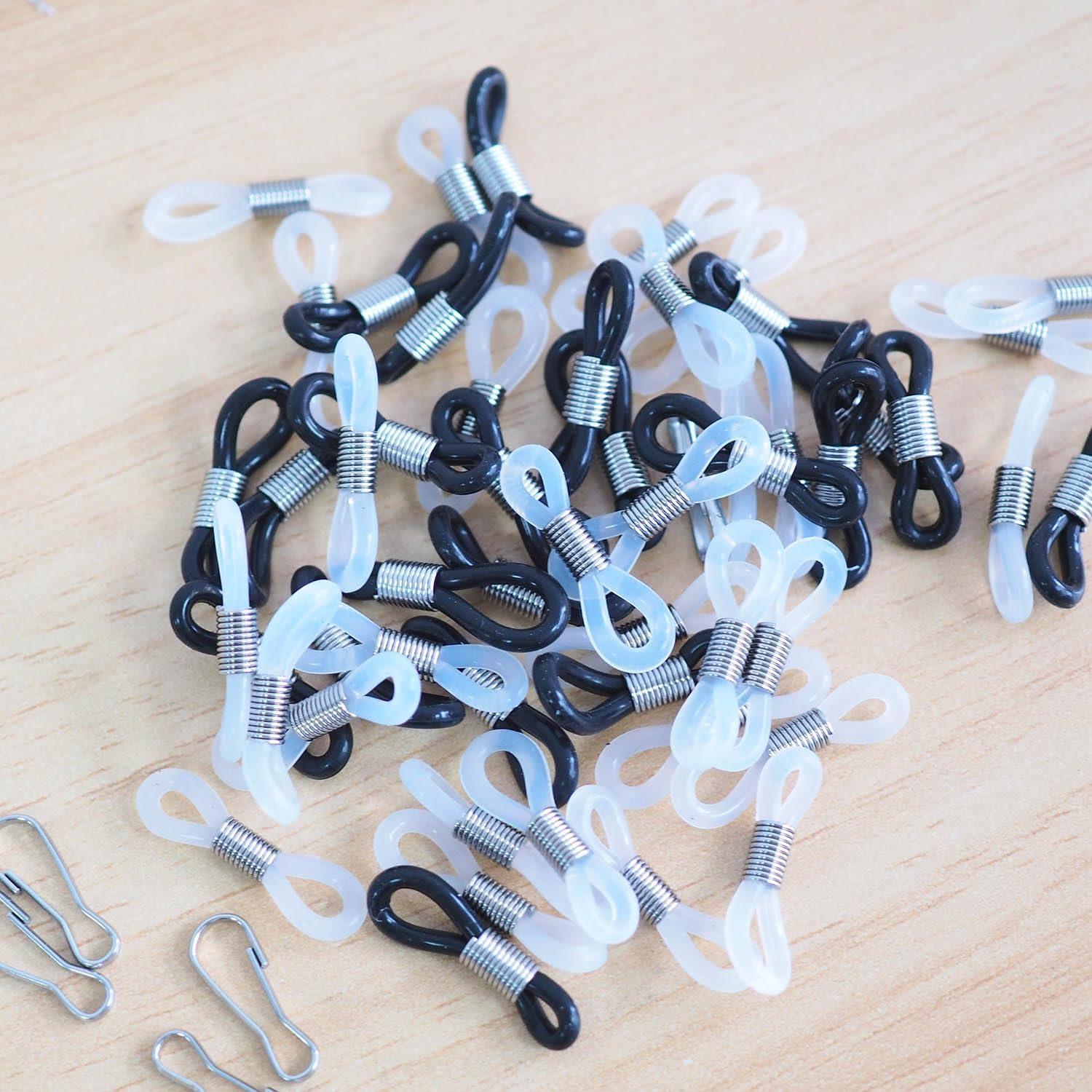 50 Conectores Antideslizantes de Silicona para Gafas + Ganchos Inoxidable
