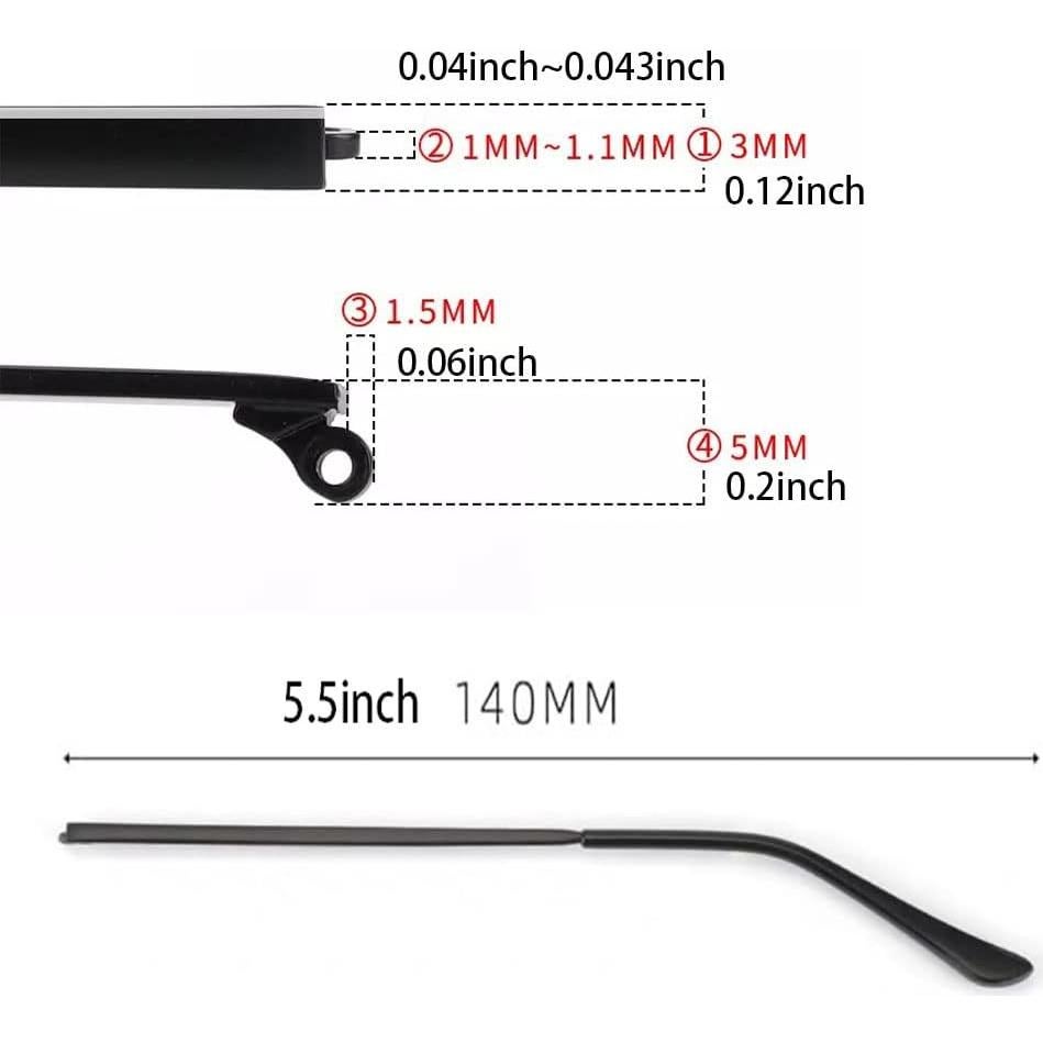 Patas de Gafas de Reemplazo Janky Plateadas 13.97 cm 3-en-1