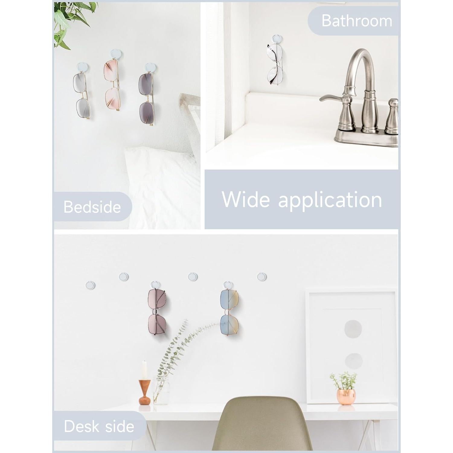 Organizador de Gafas de Sol Oaque 12 Soportes Adhesivos Blancos