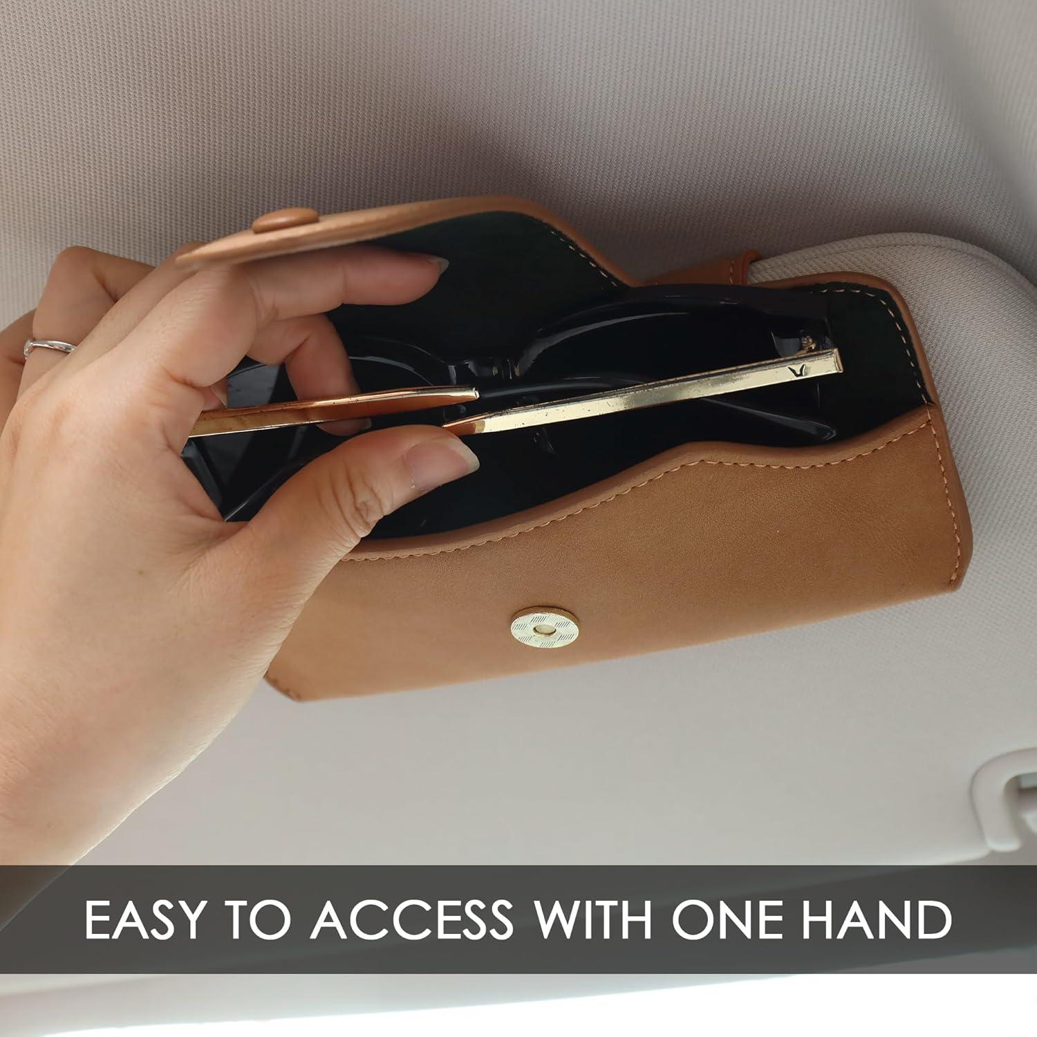 Soporte de Gafas para Coche GELVTIC 08 Cuero Vegano Marrón