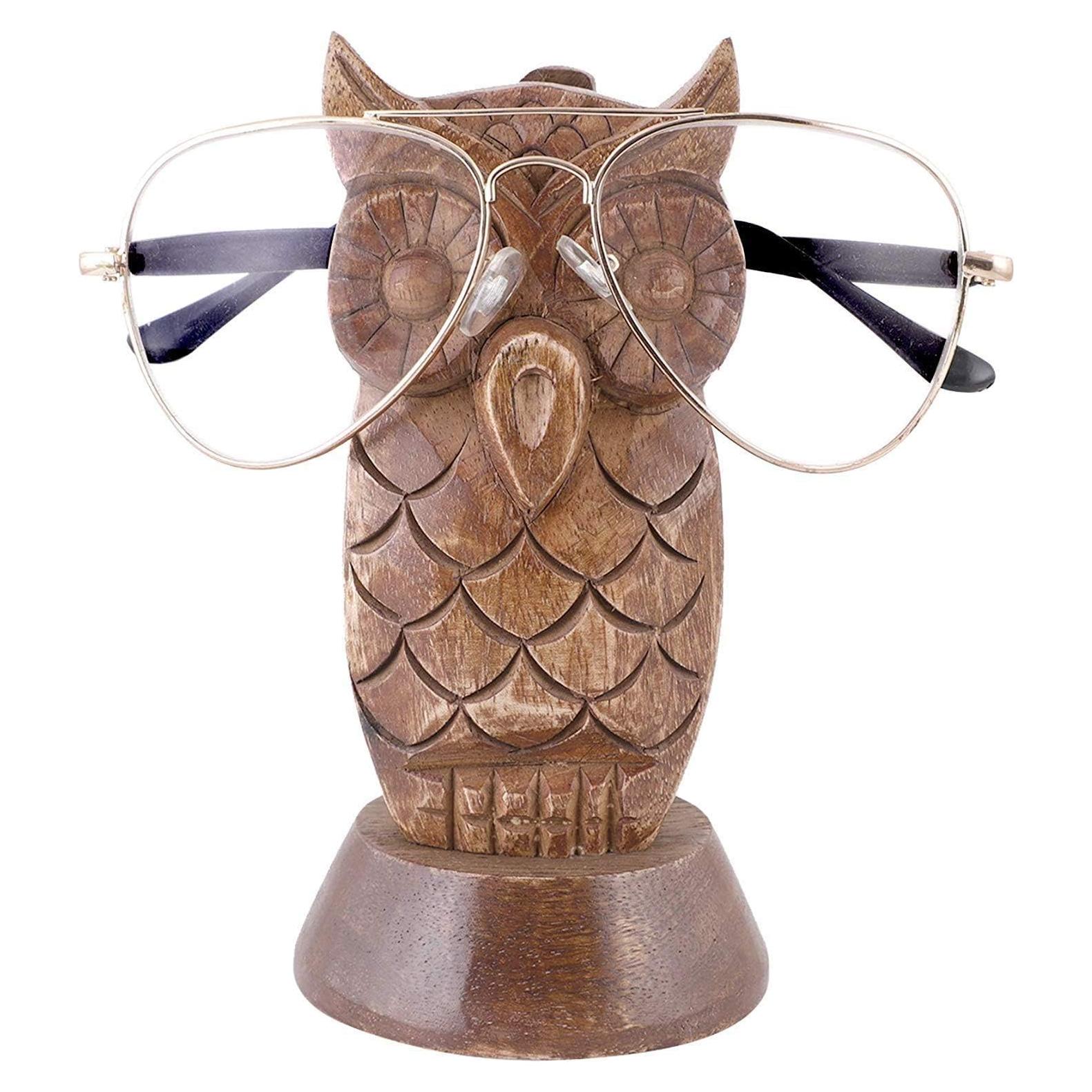 Soporte de Gafas de Madera EARTHLY HOME Búho Oscuro 14.6 cm