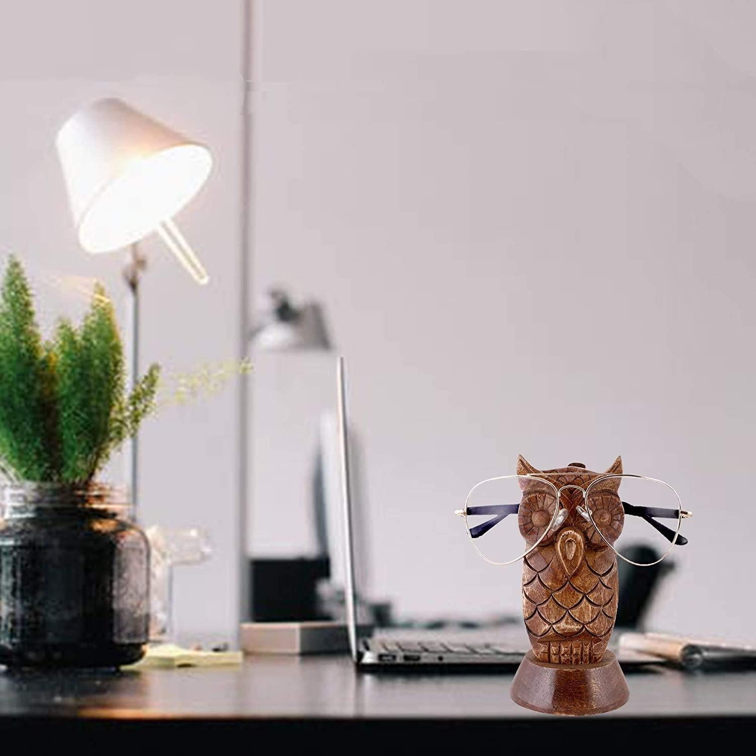 Soporte de Gafas de Madera EARTHLY HOME Búho Oscuro 14.6 cm