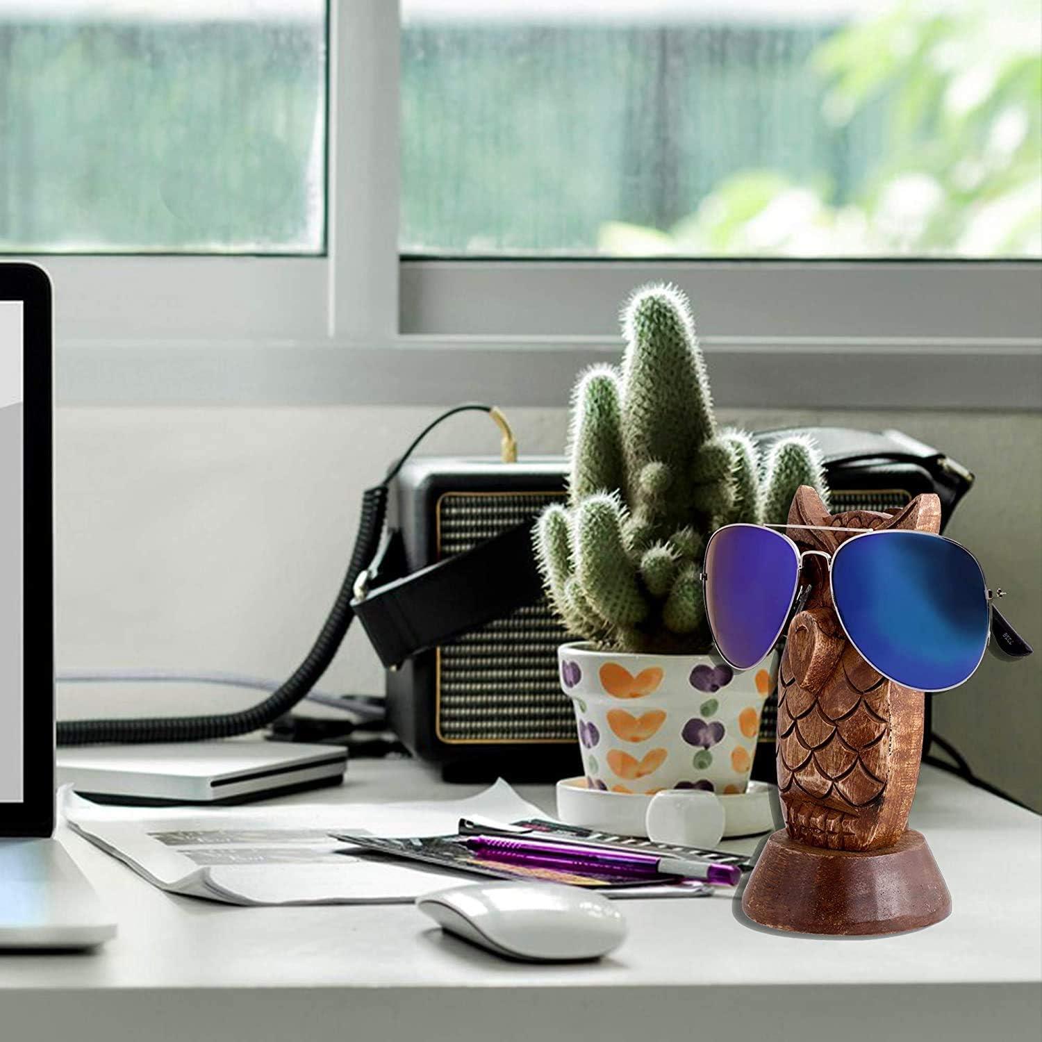 Soporte de Gafas de Madera EARTHLY HOME Búho Oscuro 14.6 cm