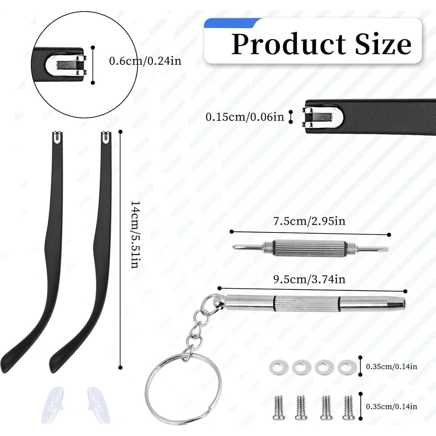 Kit de Reemplazo de Patas de Gafas KALIONE Negro 14cm