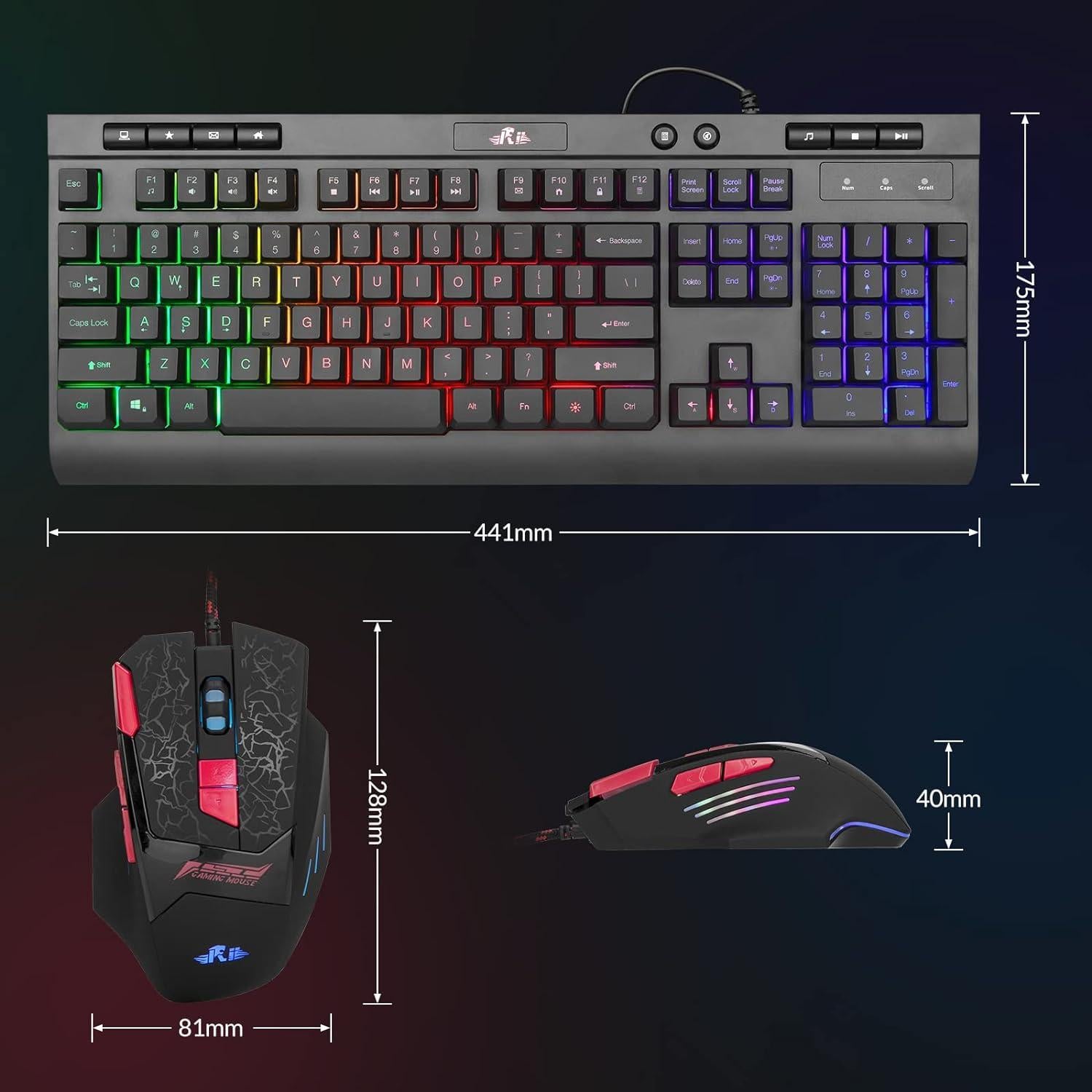 Combo Teclado y Ratón Gaming Rii RK900 LED RGB Mecánico