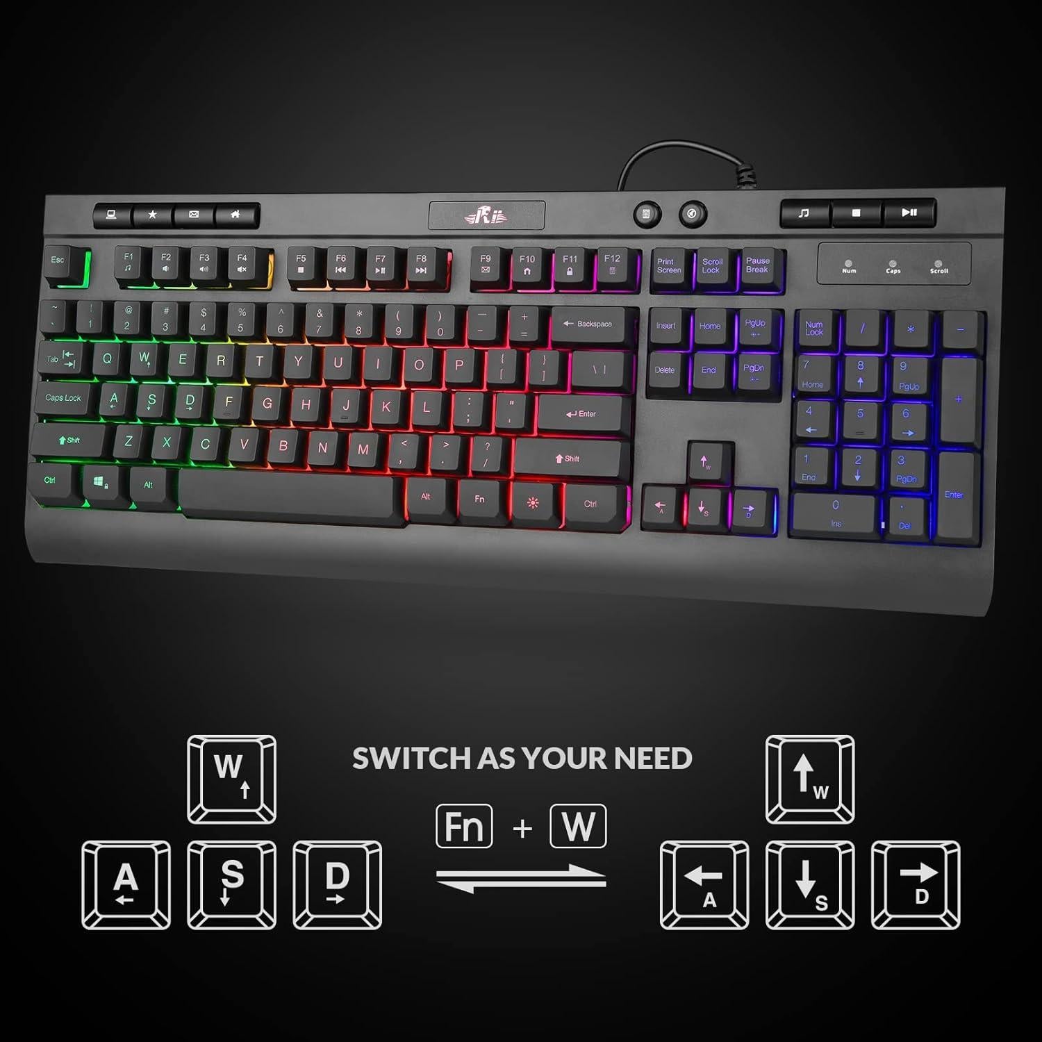 Combo Teclado y Ratón Gaming Rii RK900 LED RGB Mecánico