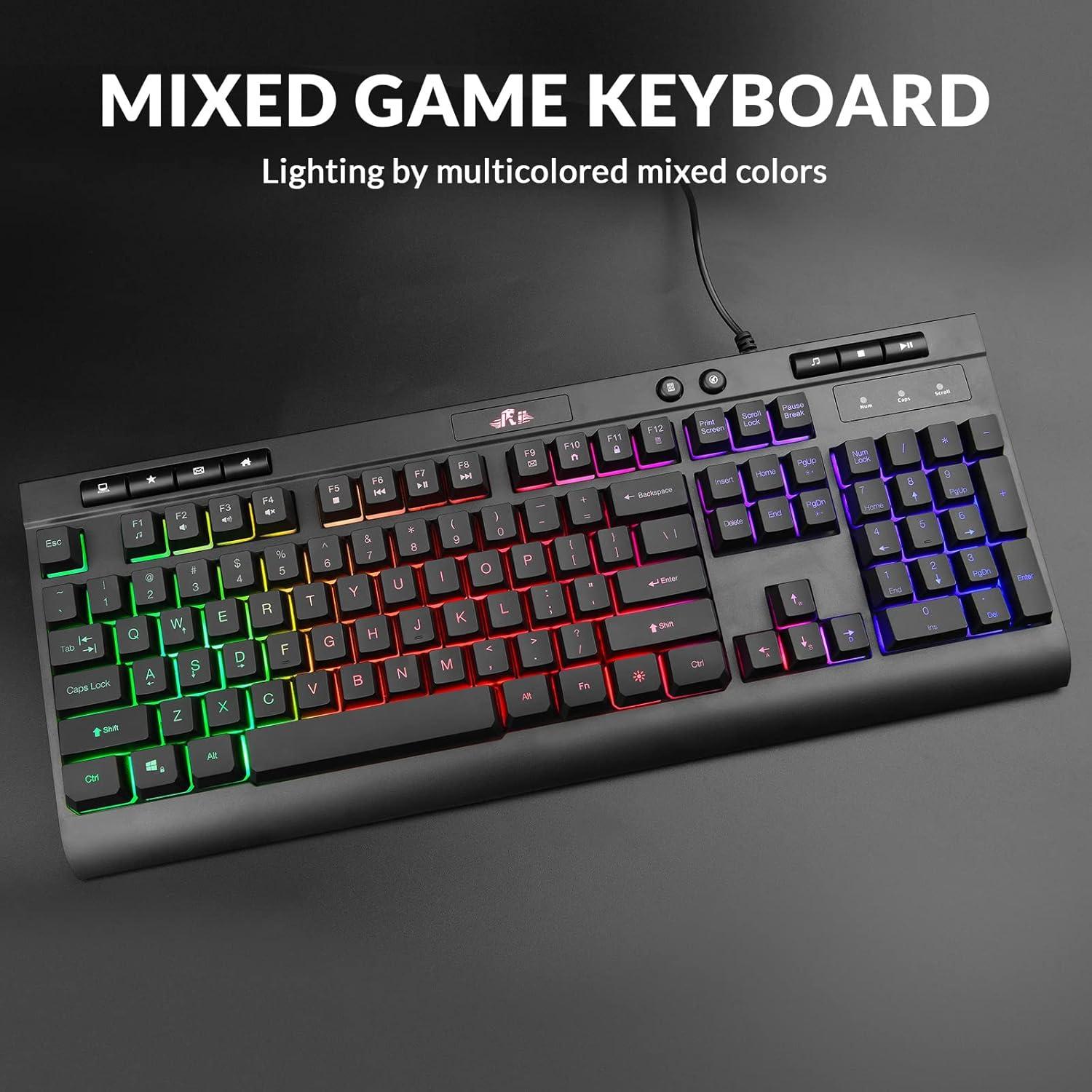 Combo Teclado y Ratón Gaming Rii RK900 LED RGB Mecánico