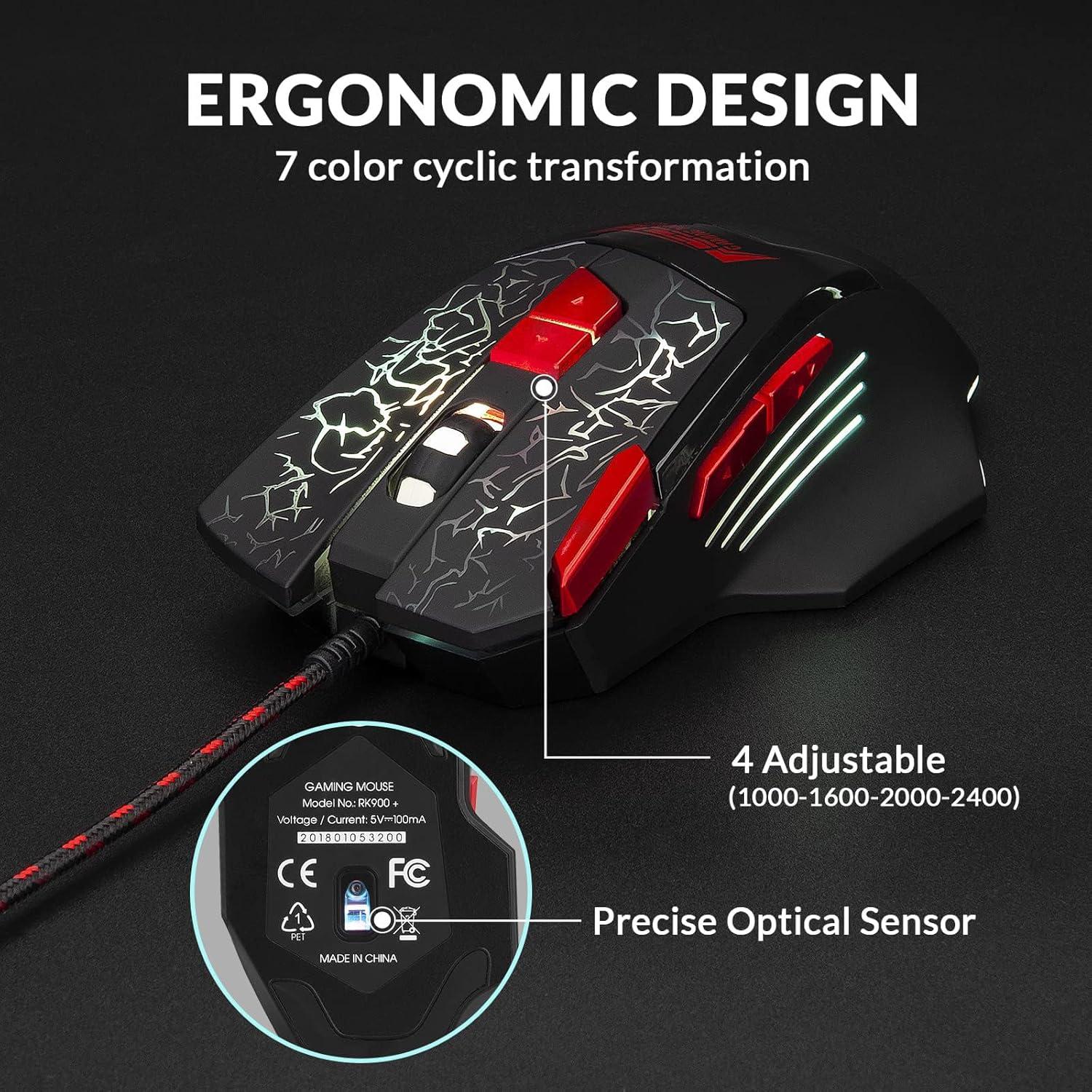 Combo Teclado y Ratón Gaming Rii RK900 LED RGB Mecánico