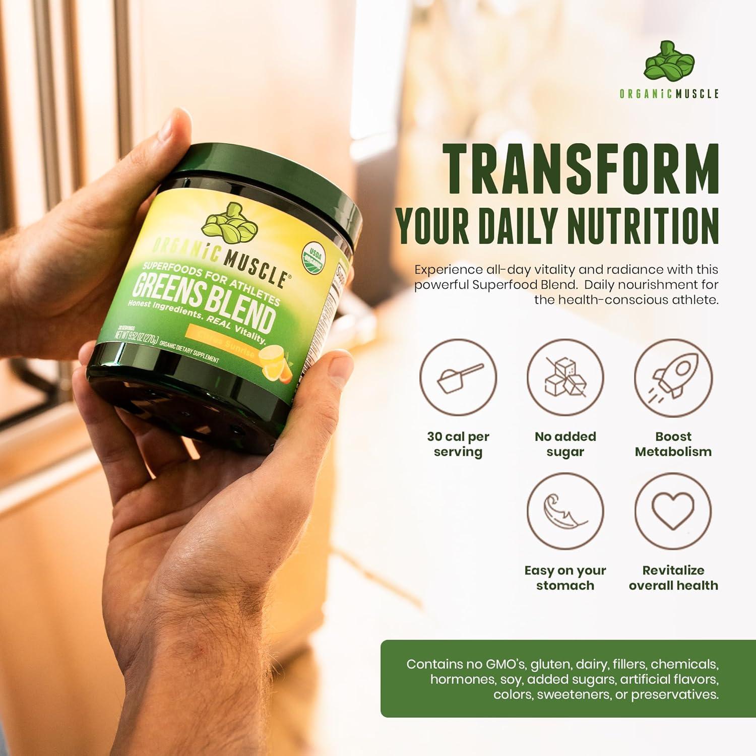 Polvo de Superalimento Orgánico Muscle Orgánico 270g - Verdes Cítricos