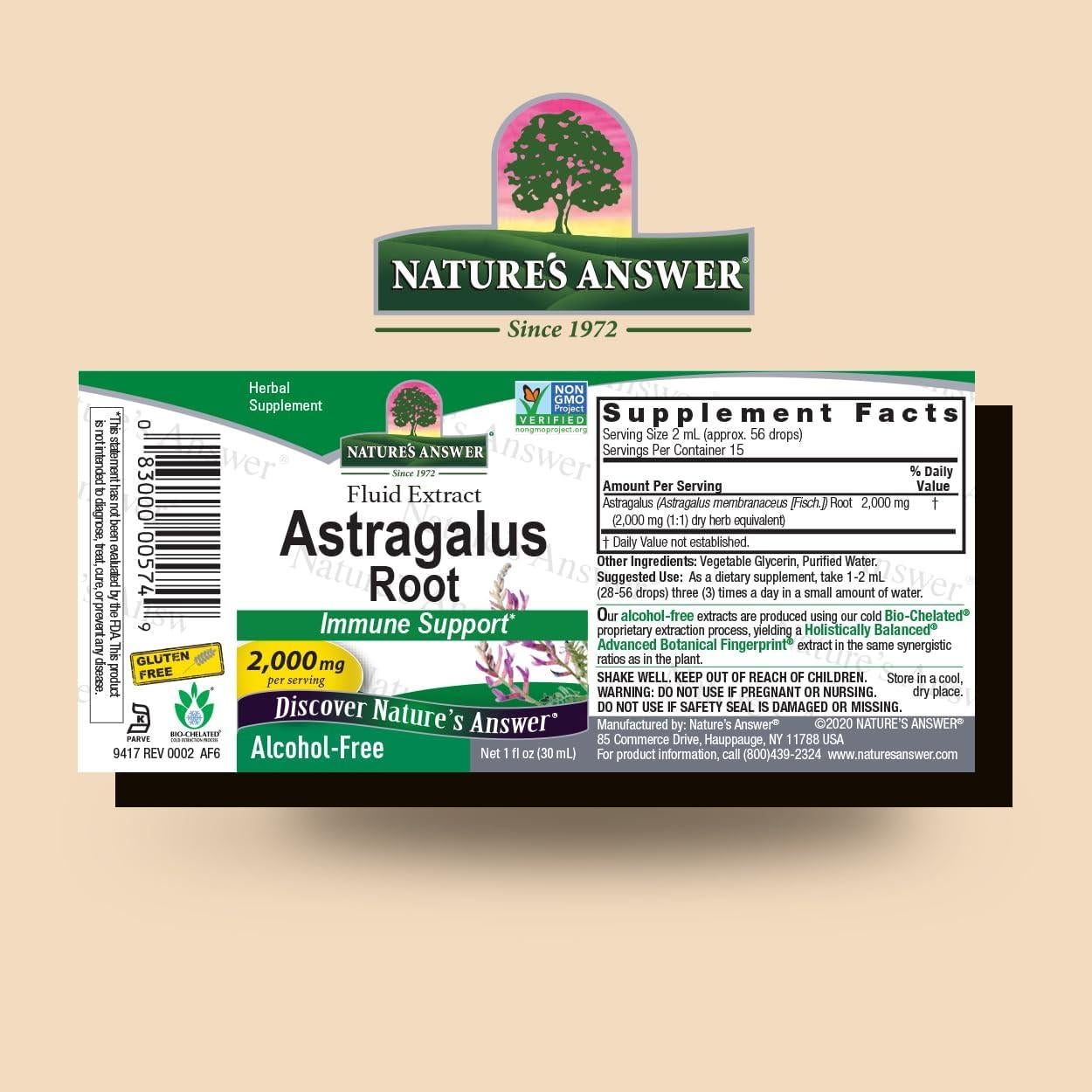 Extracto Líquido de Astrágalo Nature's Answer 2000mg 30ml